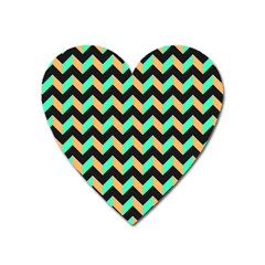 Neon And Black Modern Retro Chevron Patchwork Pattern Magnet (heart) by GardenOfOphir