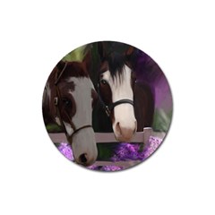Two Horses Magnet 3  (round) by JulianneOsoske