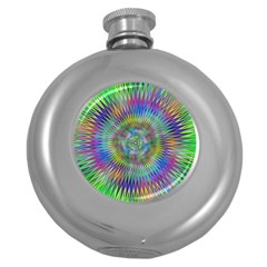 Hypnotic Star Burst Fractal Hip Flask (round) by StuffOrSomething