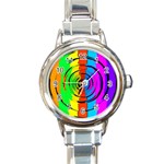 Rainbow Test Pattern Round Italian Charm Watch Front