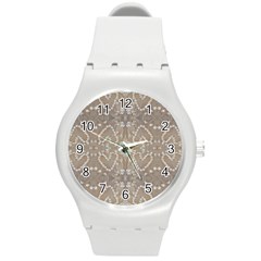 Love Hearts Beach Seashells Shells Sand  Plastic Sport Watch (medium) by yoursparklingshop