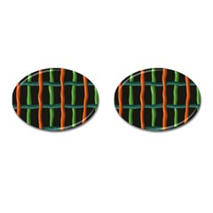 Orange Green Wires Cufflinks (oval) by LalyLauraFLM