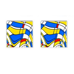 Colorful Distorted Shapes Cufflinks (square) by LalyLauraFLM