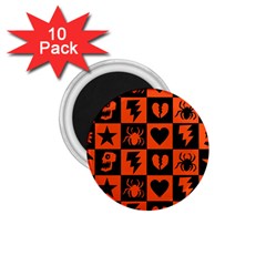 Goth Punk Checkers 1 75  Button Magnet (10 Pack) by ArtistRoseanneJones
