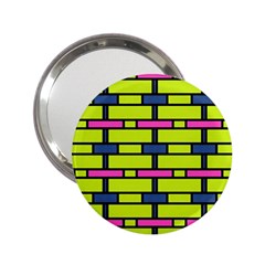 Pink,green,blue Rectangles Pattern 2 25  Handbag Mirror by LalyLauraFLM