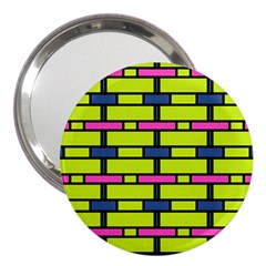 Pink,green,blue Rectangles Pattern 3  Handbag Mirror by LalyLauraFLM
