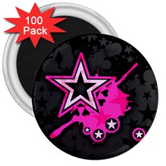 Pink Star Graphic 3  Button Magnet (100 Pack) by ArtistRoseanneJones