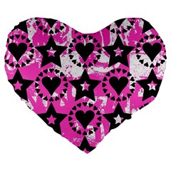 Star And Heart Pattern Large 19  Premium Heart Shape Cushion by ArtistRoseanneJones