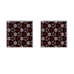 Floral Pattern On A Brown Background Cufflinks (square) by LalyLauraFLM