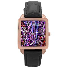 Stained Glass Tribal Pattern Rose Gold Leather Watch  by KirstenStar