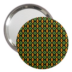 Green Yellow Rhombus Pattern 3  Handbag Mirror by LalyLauraFLM