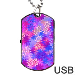 Pink And Purple Marble Waves Dog Tag Usb Flash (one Side) by KirstenStar