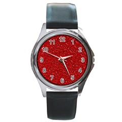 Sparkling Glitter Red Round Metal Watches by ImpressiveMoments