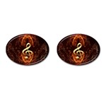 Decorative Cllef With Floral Elements Cufflinks (Oval) Front(Pair)