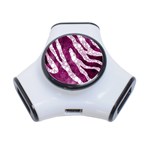 Purple Zebra Print Bling Pattern  3-Port USB Hub Front
