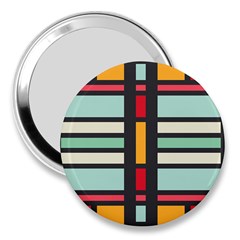 Mirrored Rectangles In Retro Colors 3  Handbag Mirror by LalyLauraFLM