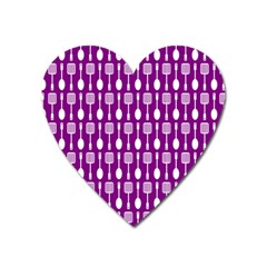 Magenta Spatula Spoon Pattern Heart Magnet by GardenOfOphir