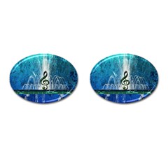 Clef With Water Splash And Floral Elements Cufflinks (oval) by FantasyWorld7
