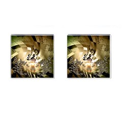 Clef With  And Floral Elements Cufflinks (square) by FantasyWorld7