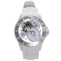 Blue Flare Round Plastic Sport Watch (l) by ShopFuwaFuwa