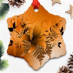 Awesome Summer  Flowers In Soft Red And Yellow Ornament (Snowflake)  Front