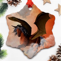 The Dark Unicorn Snowflake Ornament (2-side) by FantasyWorld7