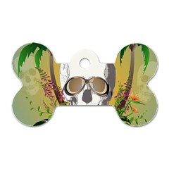 Funny Skull With Sunglasses And Palm Dog Tag Bone (two Sides) by FantasyWorld7