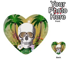 Funny Skull With Sunglasses And Palm Multi-purpose Cards (heart)  by FantasyWorld7