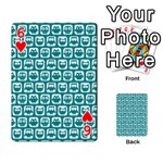 Teal And White Owl Pattern Playing Cards 54 Designs  Front - Heart6