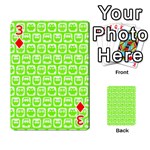 Lime Green And White Owl Pattern Playing Cards 54 Designs  Front - Diamond3