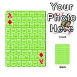 Lime Green And White Owl Pattern Playing Cards 54 Designs  Front - DiamondA