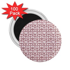 Light Pink And White Owl Pattern 2 25  Magnets (100 Pack)  by GardenOfOphir