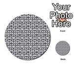 Gray And White Owl Pattern Multi-purpose Cards (Round)  Back 4