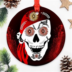 Funny Happy Skull Ornament (round)  by FantasyWorld7