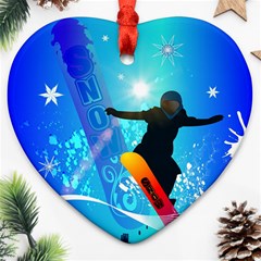 Snowboarding Ornament (heart)  by FantasyWorld7