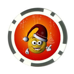 Cute Funny Christmas Smiley With Christmas Tree Poker Chip Card Guards (10 Pack)  by FantasyWorld7