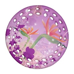 Wonderful Flowers On Soft Purple Background Round Filigree Ornament (2side) by FantasyWorld7