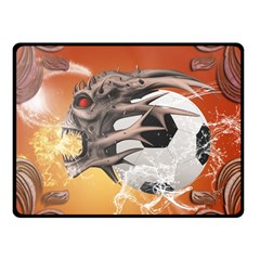 Soccer With Skull And Fire And Water Splash Fleece Blanket (small) by FantasyWorld7