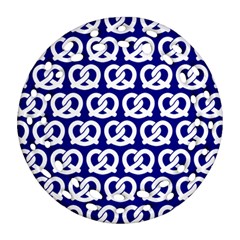 Navy Pretzel Illustrations Pattern Ornament (round Filigree)  by GardenOfOphir