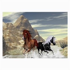 Beautiful Horses Running In A River Large Glasses Cloth (2-side) by FantasyWorld7
