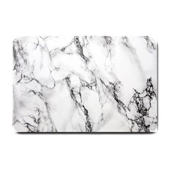 White Marble Stone Print Small Doormat  by Dushan