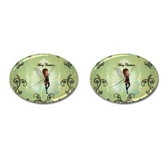 Cute Elf Playing For Christmas Cufflinks (oval) by FantasyWorld7