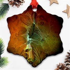 Beautiful Abstract Floral Design Snowflake Ornament (2-side) by FantasyWorld7