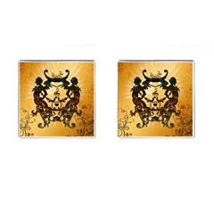 Clef With Awesome Figurative And Floral Elements Cufflinks (square) by FantasyWorld7