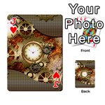 Steampunk, Wonderful Steampunk Design With Clocks And Gears In Golden Desing Playing Cards 54 Designs  Front - HeartJ