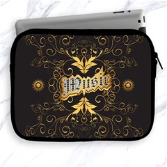Music The Word With Wonderful Decorative Floral Elements In Gold Apple Ipad 2/3/4 Zipper Cases by FantasyWorld7