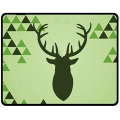 Modern Geometric Black And Green Christmas Deer Double Sided Fleece Blanket (medium)  by Dushan