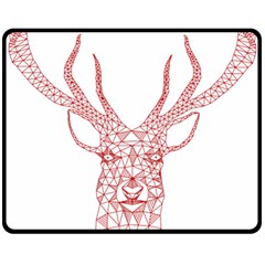 Modern Red Geometric Christmas Deer Illustration Fleece Blanket (medium)  by Dushan