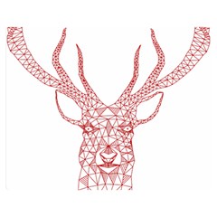 Modern Red Geometric Christmas Deer Illustration Double Sided Flano Blanket (medium)  by Dushan