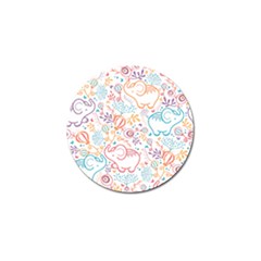 Cute Pastel Tones Elephant Pattern Golf Ball Marker (4 Pack) by Dushan